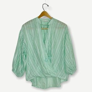 Lou & Grey for LOFT Striped Wrap Blouse in Willow Size Medium